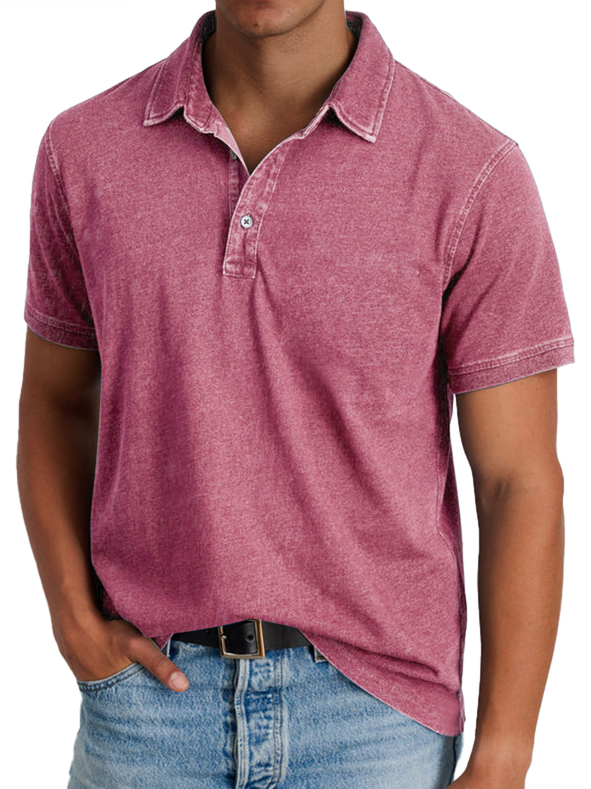 Effortless Washed Cotton Polo Shirt for Women with Collar Short Sleeve Button Placket Relaxed Casual Style