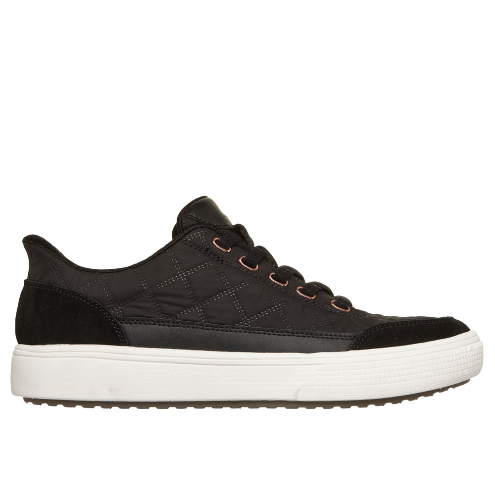 Comfortable Trainers for Women with Quilted Suede Panel Lace Up Low Top Cupsole Style