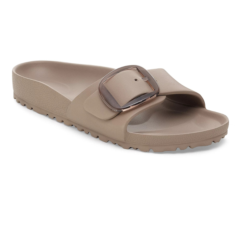 Comfortable Slides for Women with Single Buckle Strap Contoured Footbed Waterproof Slide Style