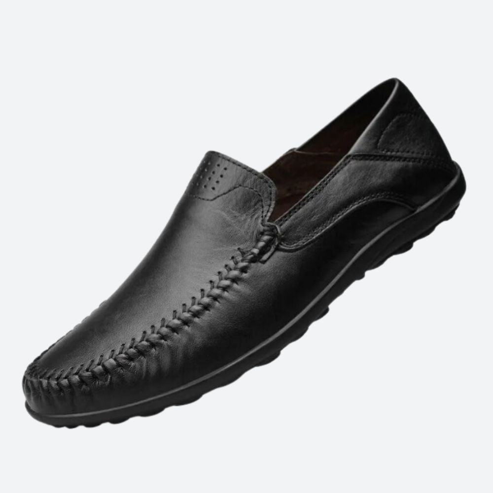 Effortless Tan Leather Loafers for Women with Slip On Hand Stitched Moc Toe Casual Style