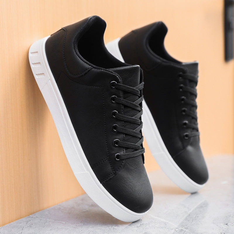 Comfortable Leather Sneakers for Women with Lace Up Round Toe Casual Style