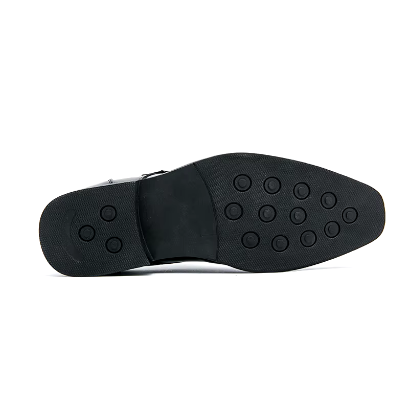 Stylish Leather Monk Strap Dress Shoe for Women with Pointed Toe Brogue Detail Buckle Closure Style