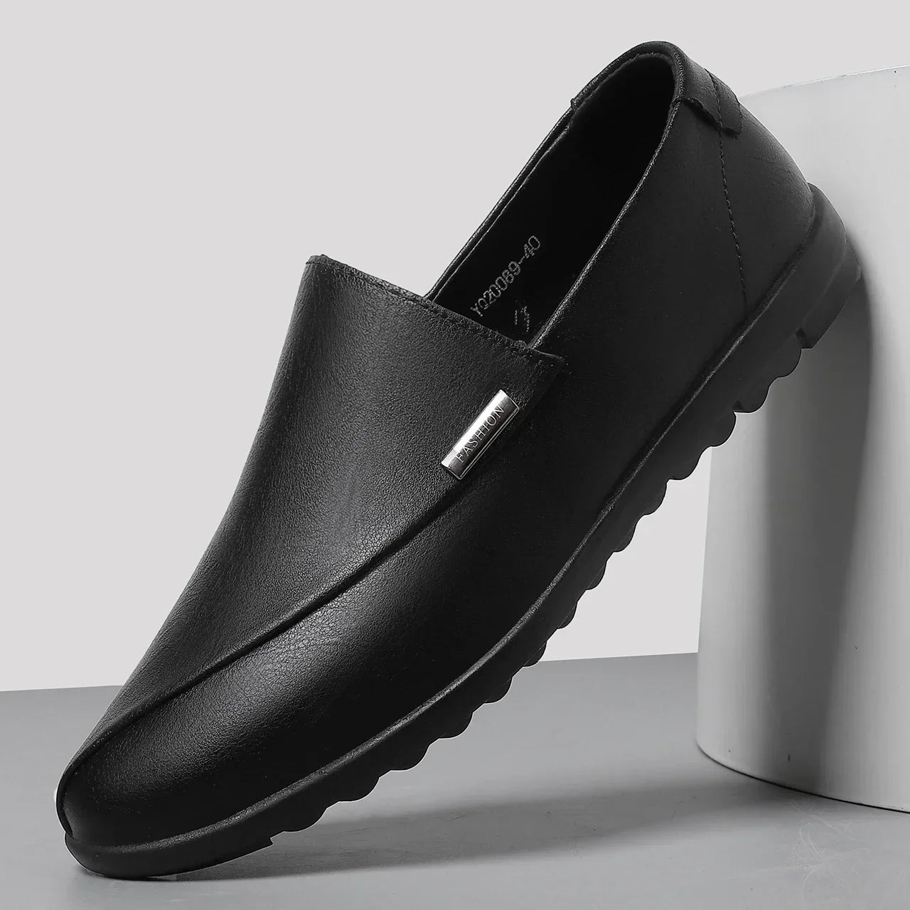 Comfortable Leather Loafer for Women with Slip On Round Toe Stitched Rubber Sole Casual Style