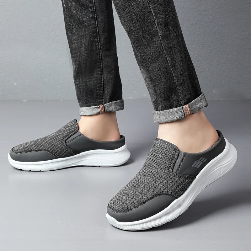 Comfortable Mesh Slip-On Mule Sneaker for Women with Round Toe Backless Chunky Sole Casual Style