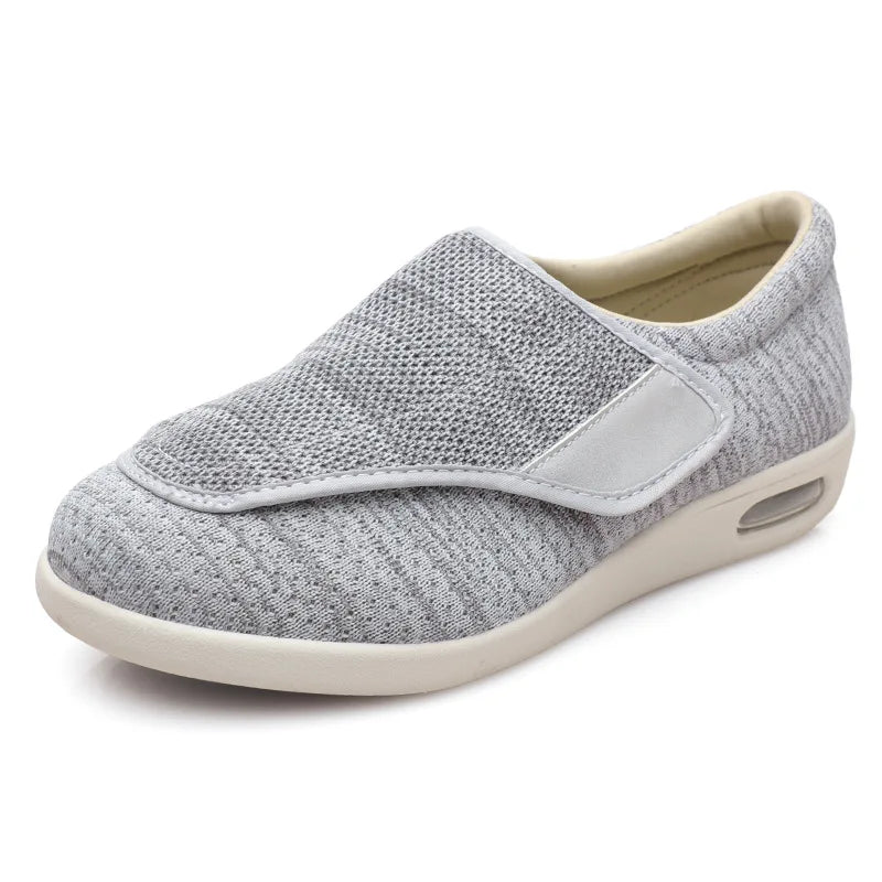 Comfortable Knit Fashion Sneaker for Women with Adjustable Strap Wide Toe Air Cushion Sole Casual Style