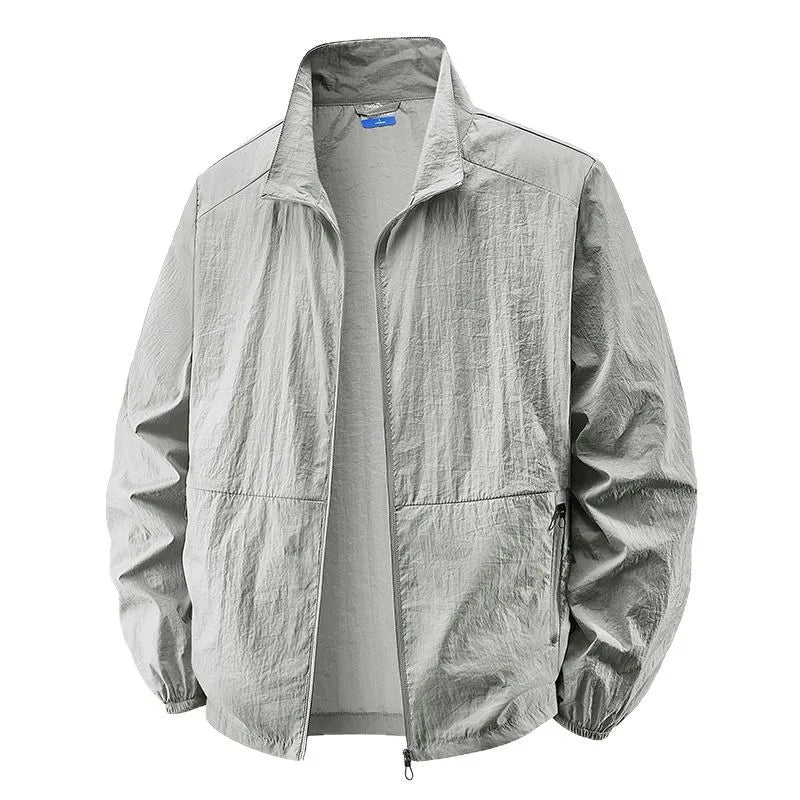 Effortless Lightweight Windbreaker Jacket for Women with Stand Collar Long Sleeve Zip Pocket Casual Style