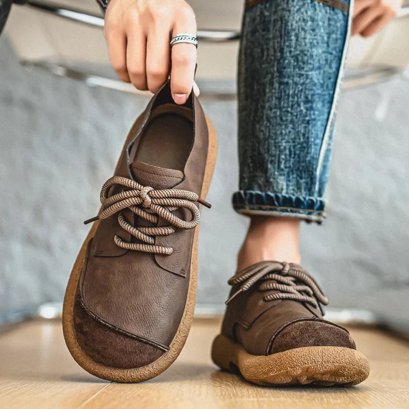 Effortless Leather Derby Sneaker for Women with Lace Up Suede Cap Toe Chunky Sole Casual Style