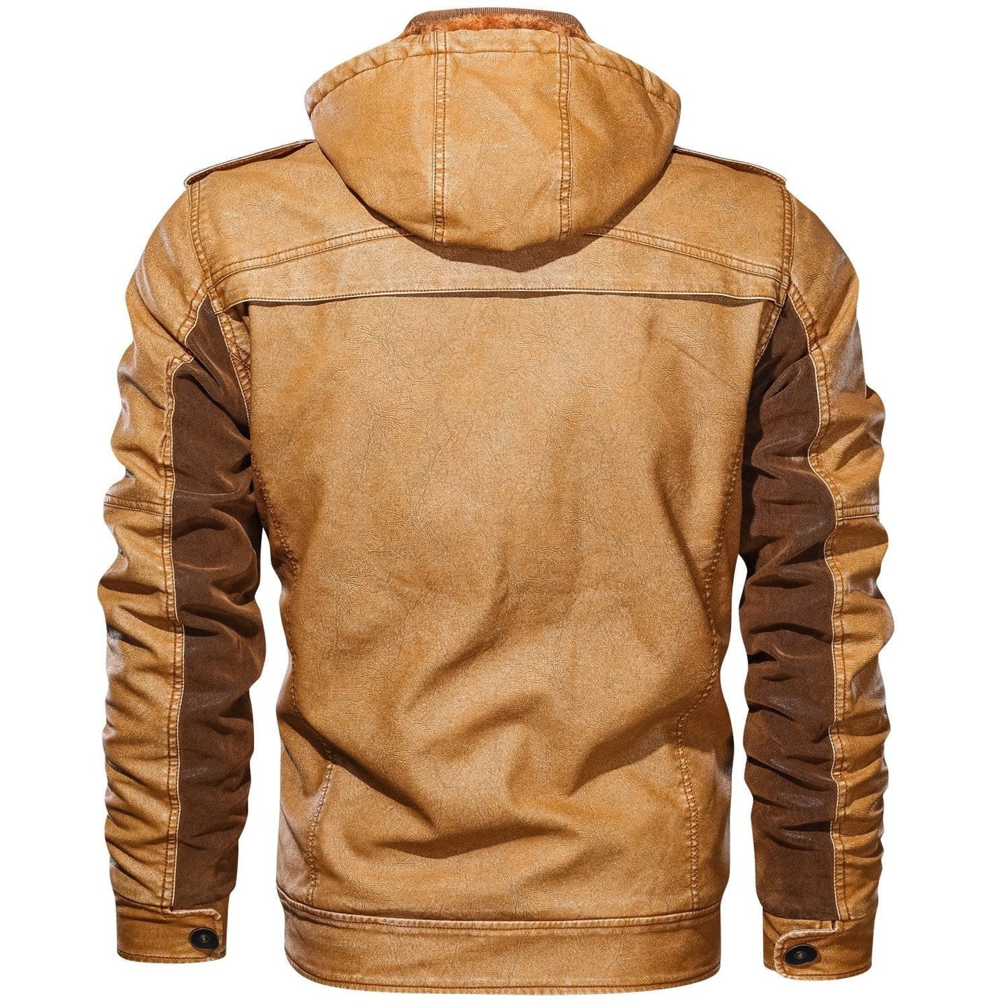 Stylish Leather Jacket for Women with Hooded Stand Collar Long Sleeve Zip Pocket Casual Style