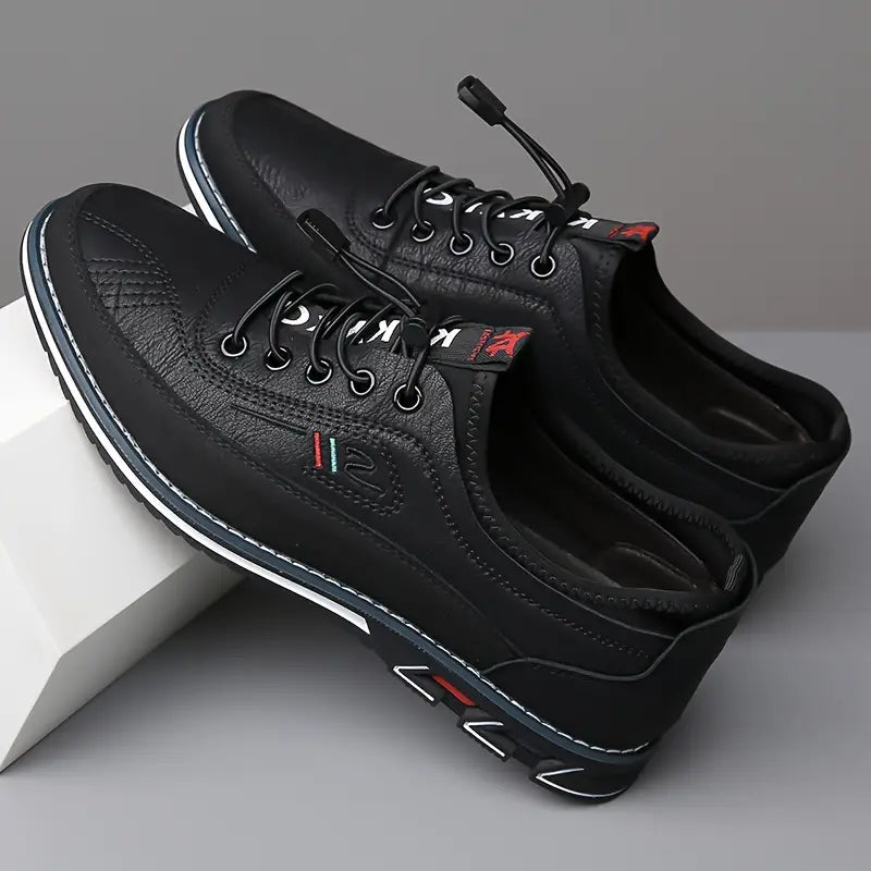 Stylish Leather Sneakers for Women with Lace Up Round Toe Color Block Casual Style