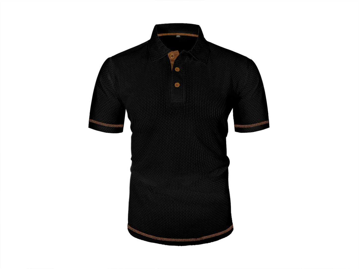 Effortless Textured Polo Shirt for Women with Spread Collar Long Sleeve Contrast Button Placket Casual Style
