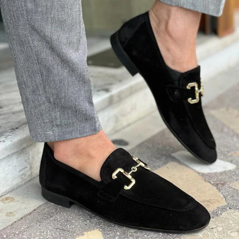 Stylish Suede Horsebit Loafer for Women with Round Toe Buckle Detail Flat Slip On Style