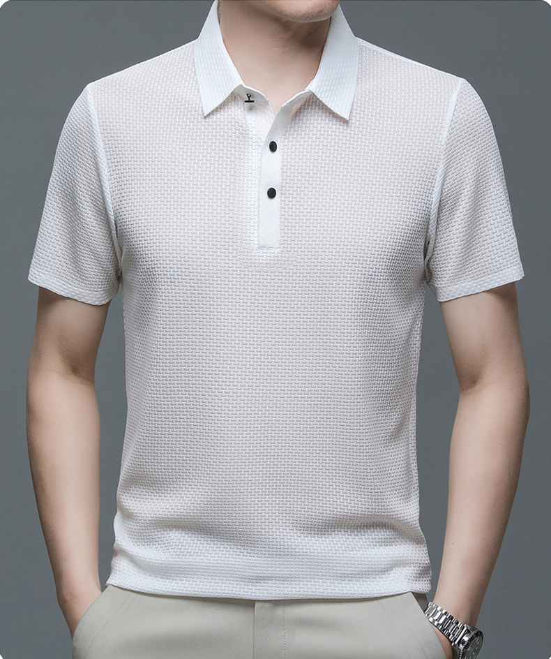 Elegant Textured Knit Polo Shirt for Women with Spread Collar Long Sleeve Button Placket Relaxed Style