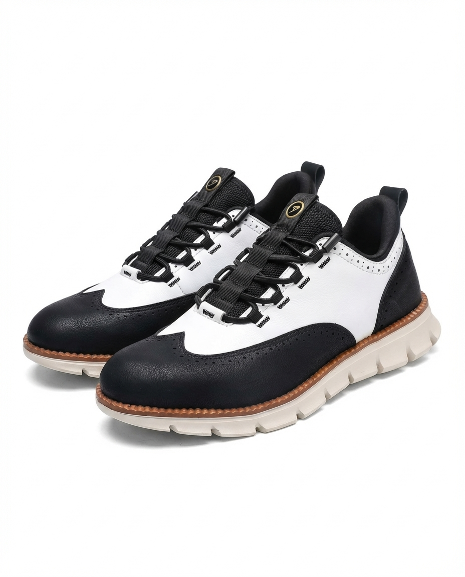 Effortless Leather Wingtip Sneaker for Women with Lace Up Brogue Detail Chunky Sole Casual Style