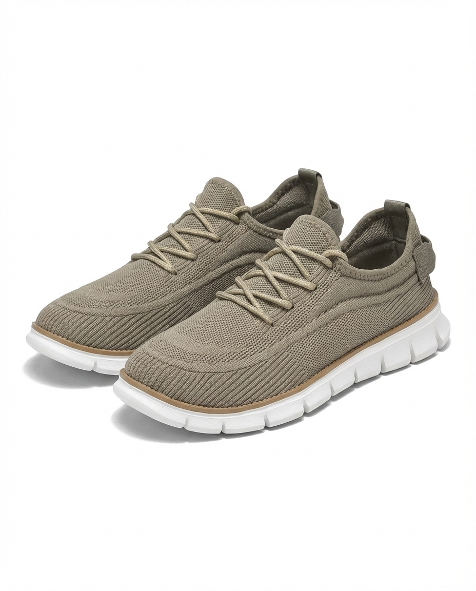 Effortless Knit Fashion Sneaker for Women with Lace Up Cushioned Sole Casual Style