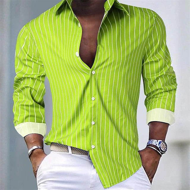 Effortless Striped Button Down Shirt for Women with Point Collar Long Sleeve Contrast Cuff Relaxed Style