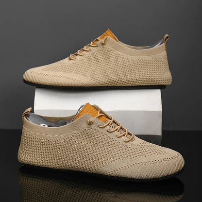 Comfortable Knit Fashion Sneaker for Women with Lace Up Low Top Flexible Sole Casual Style