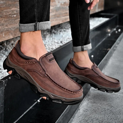 Effortless Leather Moc Toe Loafer for Women with Slip-On Rugged Outsole Comfort Style