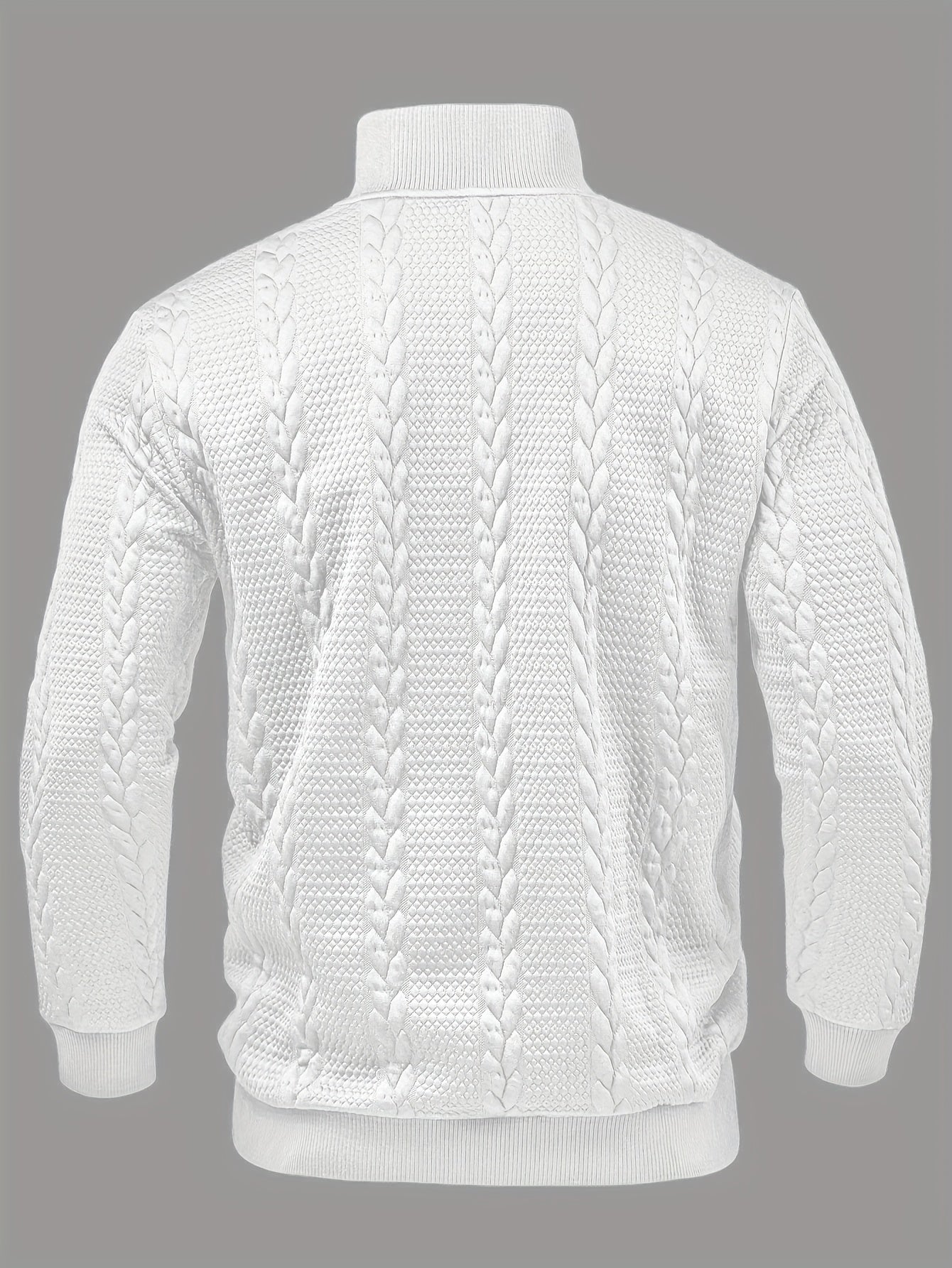 Comfortable Black Cable Knit Sweater for Women with Mock Neck Long Sleeve Button Placket Casual Style