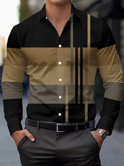 Effortless Colorblock Striped Shirt for Women with Collar Long Sleeve Button Front Relaxed Style