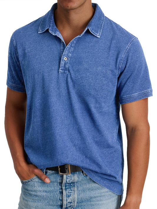 Effortless Washed Cotton Polo Shirt for Women with Collar Short Sleeve Button Placket Relaxed Casual Style