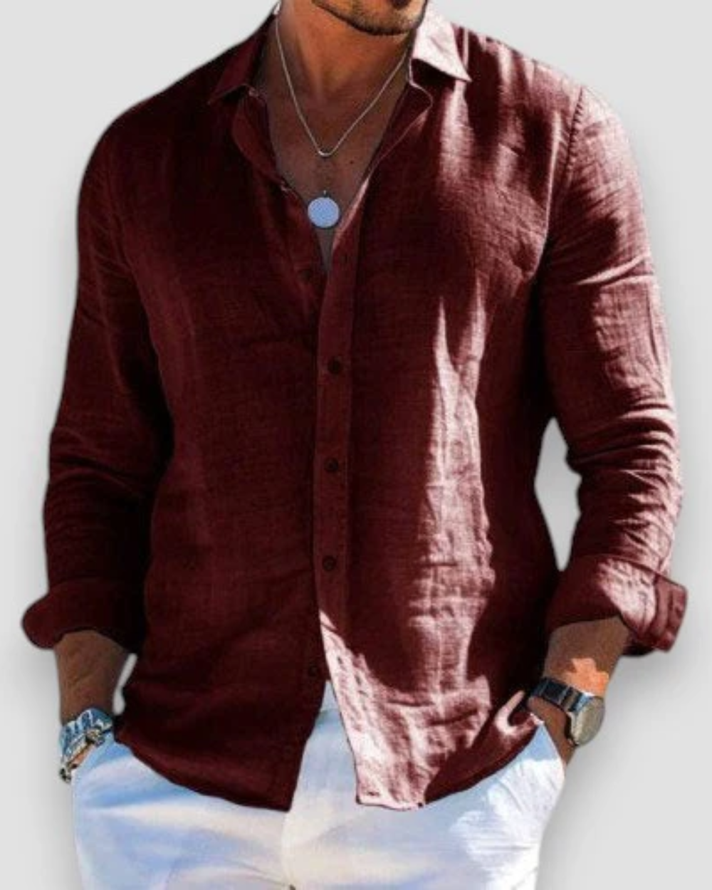 Effortless Linen Shirt for Women with Collar Long Sleeve Button Front Relaxed Casual Style