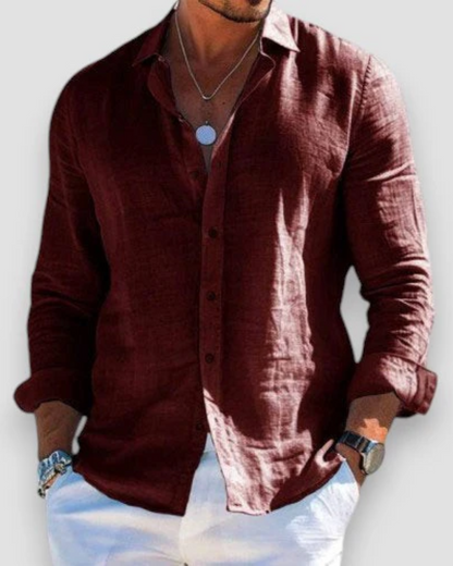 Effortless Linen Shirt for Women with Collar Long Sleeve Button Front Relaxed Casual Style