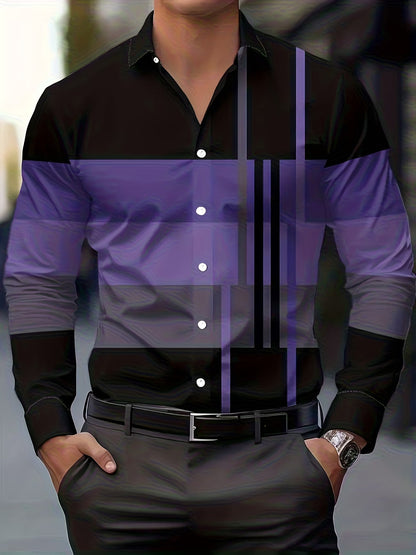 Effortless Colorblock Striped Shirt for Women with Collar Long Sleeve Button Front Relaxed Style