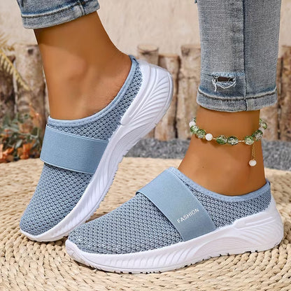 Comfortable Slides for Women with Closed Toe Breathable Mesh Backless Slip On Style