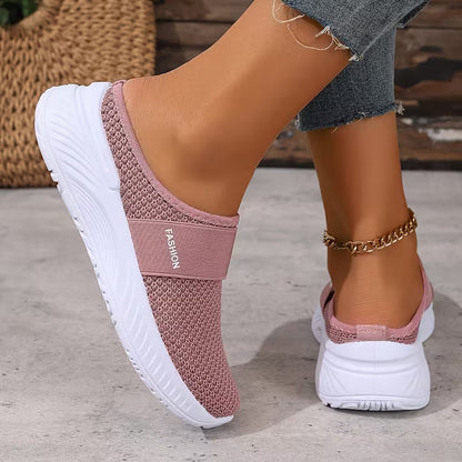 Comfortable Slides for Women with Closed Toe Breathable Mesh Backless Slip On Style