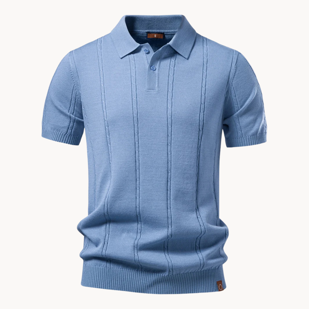 Comfortable Cable Knit Polo Shirt for Women with Collar Short Sleeve Button Placket Ribbed Casual Style