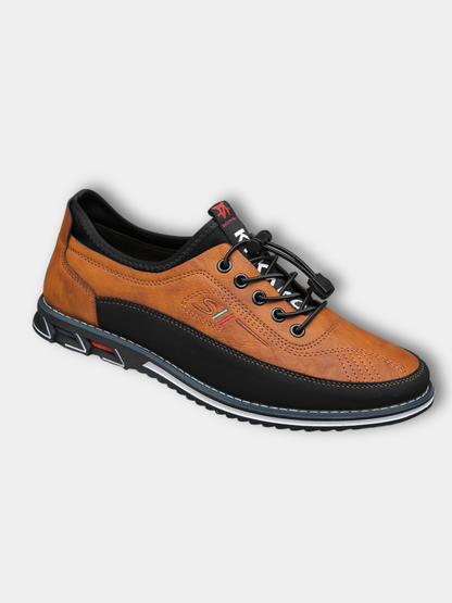 Stylish Leather Sneakers for Women with Lace Up Round Toe Color Block Casual Style