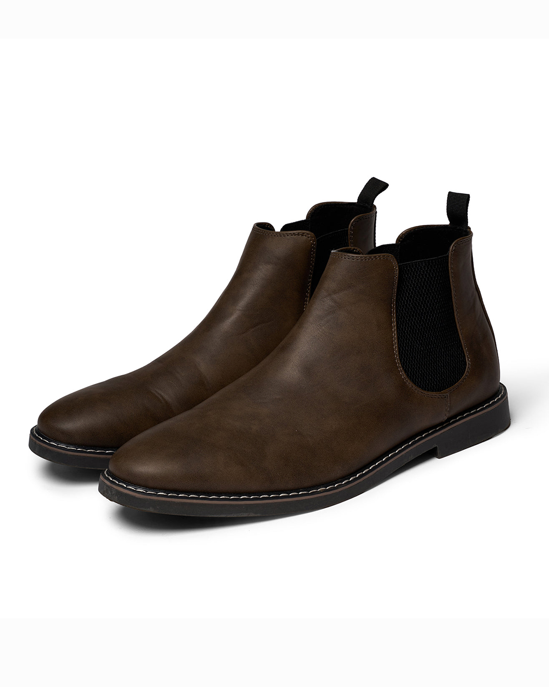 Comfortable Leather Chelsea Boots for Women with Elastic Gusset Round Toe Stacked Heel Casual Style