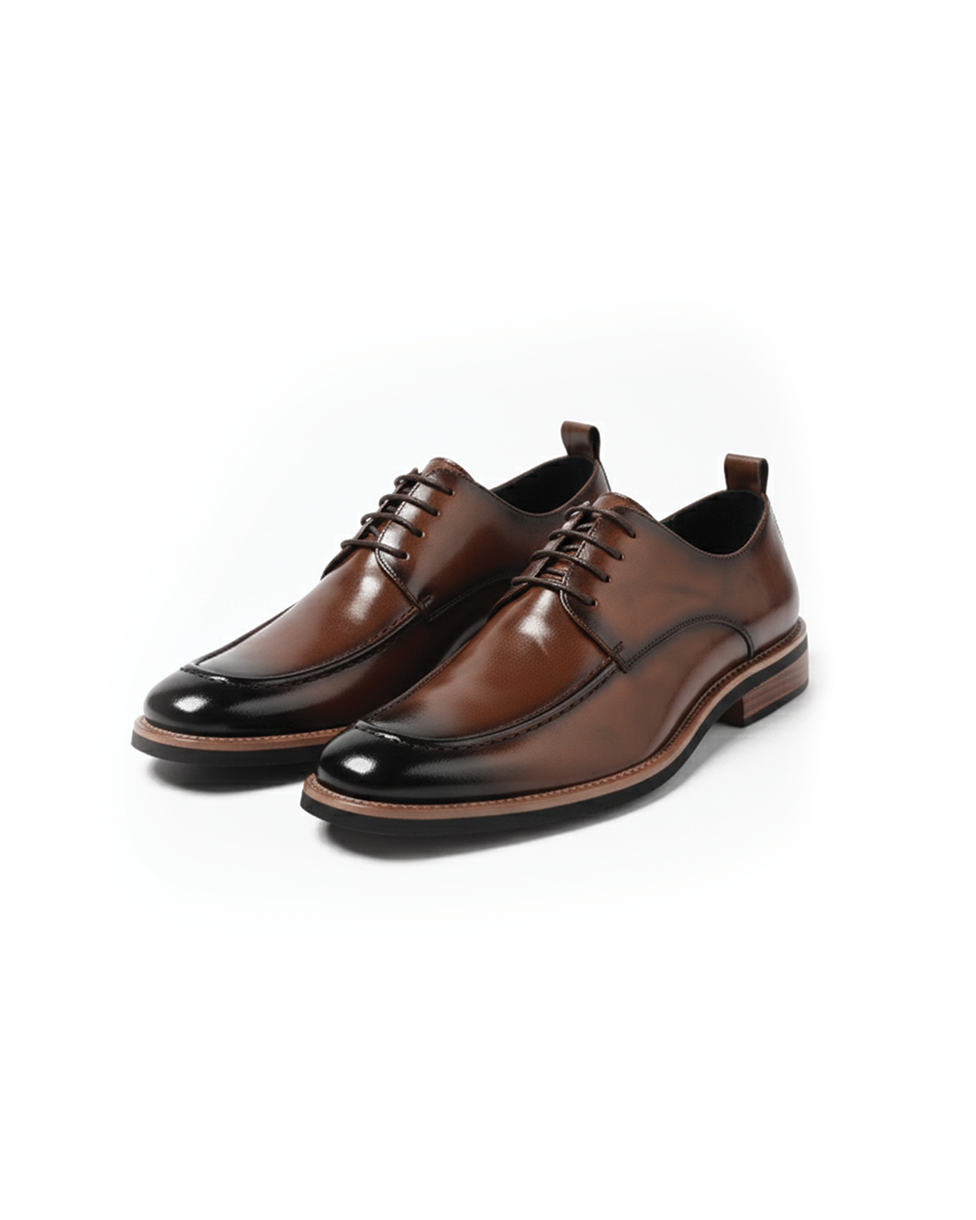 Elegant Leather Derby Shoe for Women with Lace Up Burnished Cap Toe Formal Style