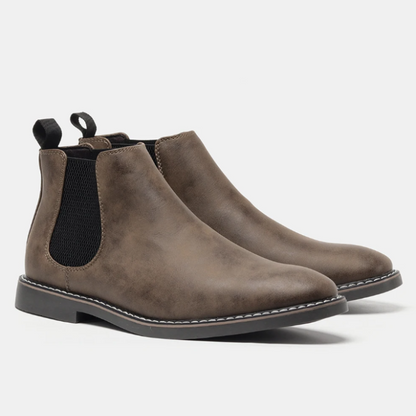 Comfortable Leather Chelsea Boots for Women with Elastic Gusset Round Toe Stacked Heel Casual Style