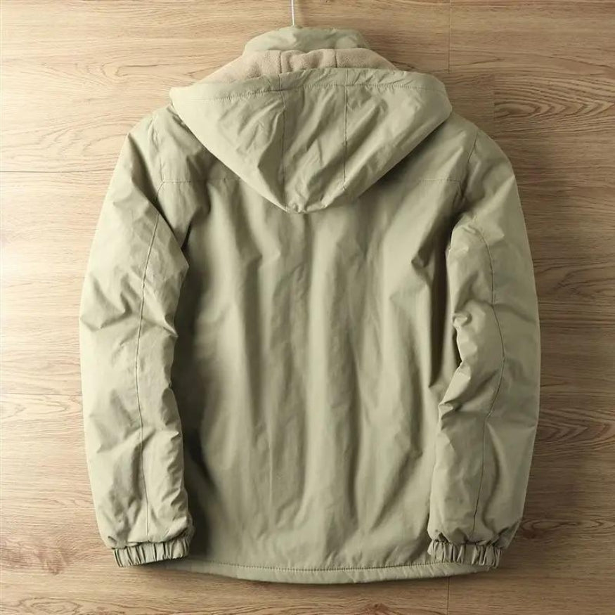 Effortless Fleece Lined Utility Jacket for Women with Hooded Long Sleeve Zip Pocket Casual Style