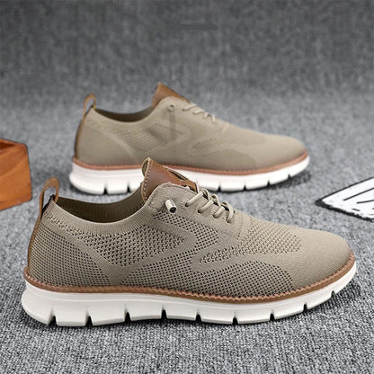 Effortless Knit Mesh Fashion Sneakers for Women with Lace Up Contrast Sole Casual Style