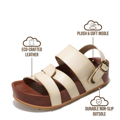 Comfortable Slide Sandals for Women with Triple Buckle Strap Contoured Footbed Open Toe Style