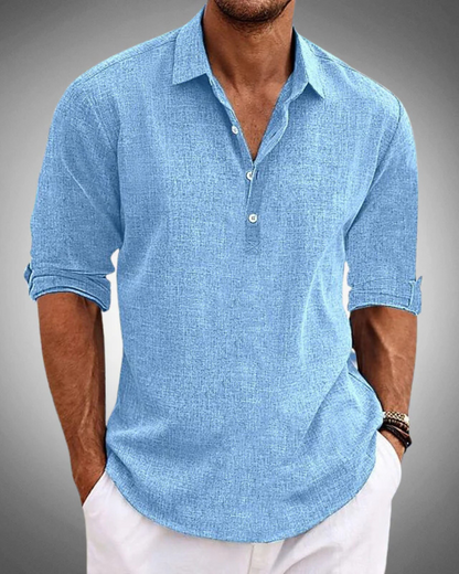 Effortless Linen Shirt for Women with Collar Long Sleeve Button Front Relaxed Style