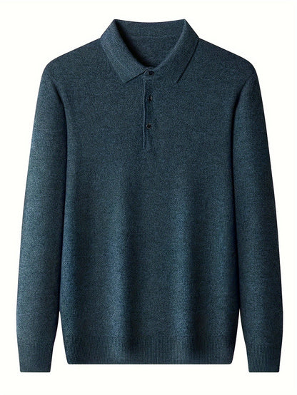 Comfortable Knit Polo Sweater for Women with Collar Long Sleeve Button Placket Ribbed Cuff Casual Style
