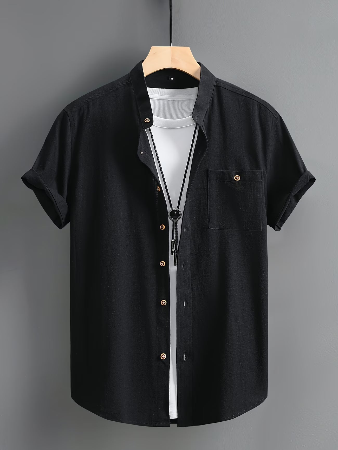 Effortless Linen Shirt for Women with Stand Collar Short Sleeve Button Front Relaxed Casual Style