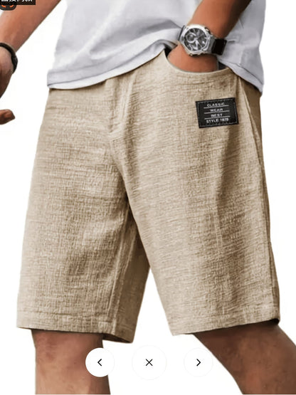 Effortless Textured Linen Shorts for Women with Elastic Waist Side Pocket Relaxed Casual Style