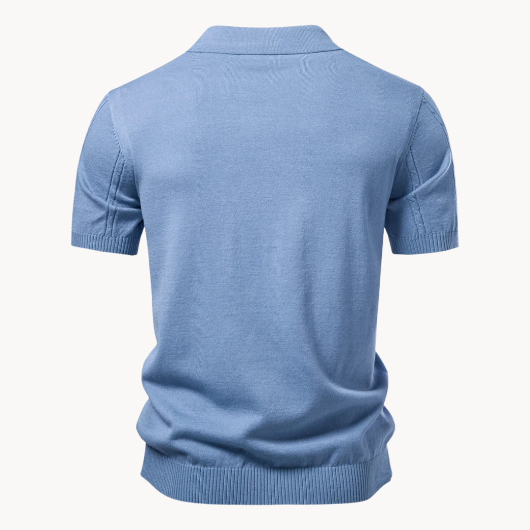 Comfortable Cable Knit Polo Shirt for Women with Collar Short Sleeve Button Placket Ribbed Casual Style
