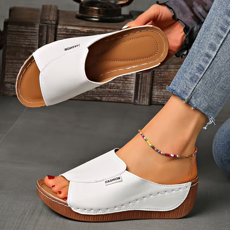 Comfortable Orthopedic Sandals for Women with Wide Band Open Toe Slip On Wedge Platform Style