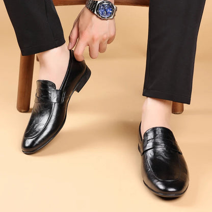 Elegant Leather Penny Loafer for Women with Apron Toe Slip On Sleek Style
