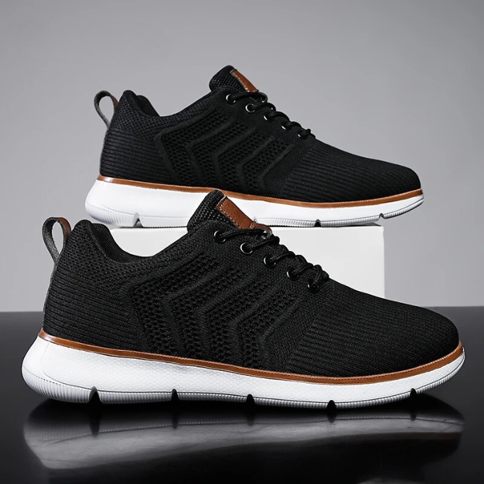 Comfortable Mesh Fashion Sneakers for Women with Lace Up Chevron Knit Cushioned Sole Casual Style