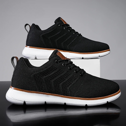 Comfortable Mesh Fashion Sneakers for Women with Lace Up Chevron Knit Cushioned Sole Casual Style