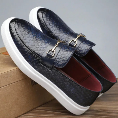Stylish Quilted Leather Loafer Sneaker for Women with Horsebit Buckle Slip-On White Sole Style