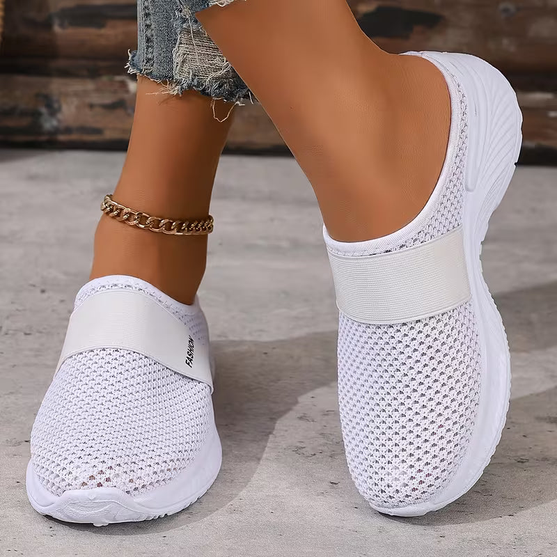 Comfortable Slides for Women with Closed Toe Breathable Mesh Backless Slip On Style