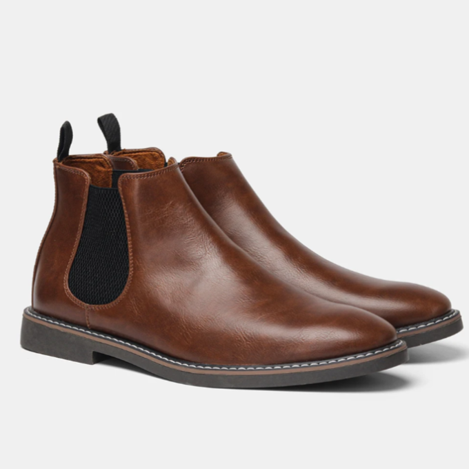 Comfortable Leather Chelsea Boots for Women with Elastic Gusset Round Toe Stacked Heel Casual Style