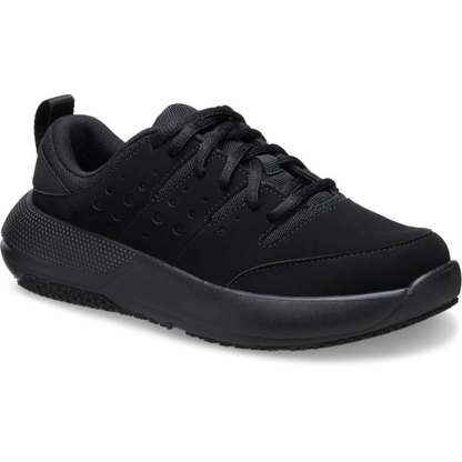 Comfortable Black Trainers for Women with Slip Resistant Sole Lace Up Breathable Work Shoe Style